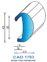 CAD1783B Profil EPDM <br /> 70 Shore <br /> Blanc<br />