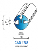 CAD1788B Profil EPDM <br /> 70 Shore <br /> Blanc<br />