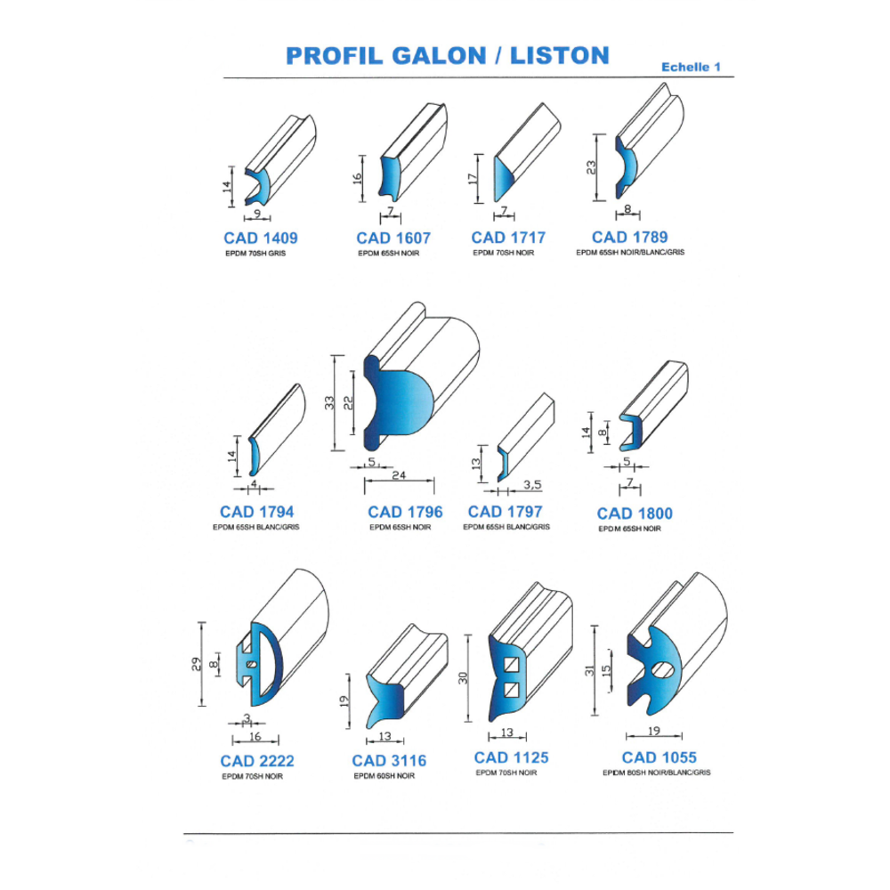 CAD1789N Profil EPDM 
 65 Shore 
 Noir