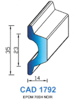 CAD1792N Profil EPDM <br /> 70 Shore <br /> Noir<br />