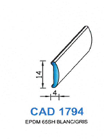 CAD1794B Profil EPDM <br /> 65 Shore <br /> Blanc<br />