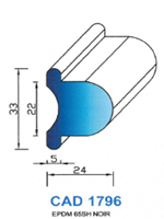 CAD1796G Profil EPDM <br /> 65 Shore <br /> Gris<br />