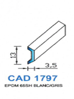 CAD1797B Profil EPDM <br /> 65 Shore <br /> Blanc<br />
