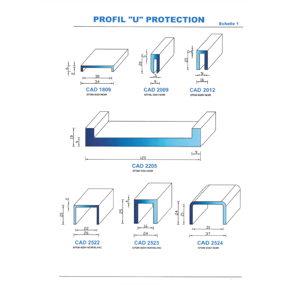 CAD1809N Profil EPDM 
 80 Shore 
 Noir