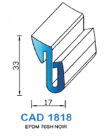 CAD1818N Profil EPDM <br /> 70 Shore <br /> Noir<br />