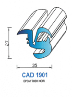 CAD1901N Profil EPDM <br /> 70 Shore <br /> Noir<br />