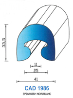 CAD1986B Profil EPDM <br /> 65 Shore <br /> Blanc<br />