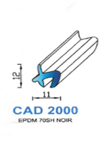 CAD2000N Profil EPDM <br /> 70 Shore <br /> Noir<br />