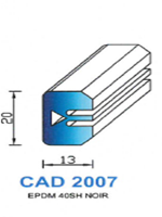 CAD2007N Profil EPDM <br /> 40 Shore <br /> Noir<br />