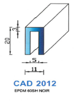 CAD2012N Profil EPDM <br /> 60 Shore <br /> Noir<br />