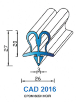 CAD2016N Profil EPDM <br /> 60 Shore <br /> Noir<br />