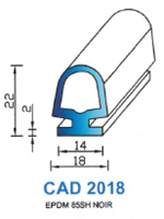 CAD2018N Profil EPDM <br /> 85 Shore <br /> Noir<br />