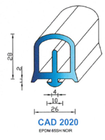 CAD2020N Profil EPDM <br /> 65 Shore <br /> Noir<br />