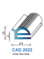 CAD2022N Profil EPDM 
 70 Shore 
 Noir