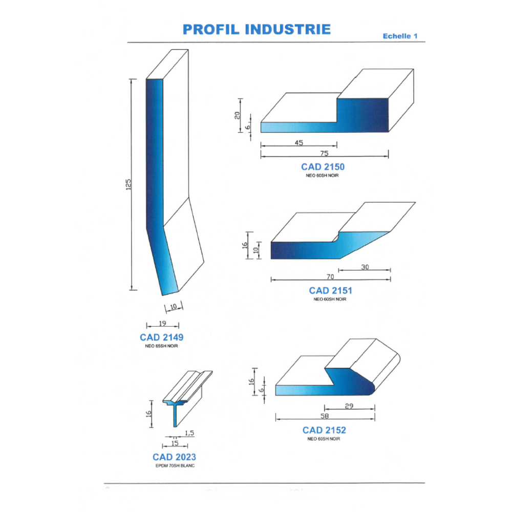 CAD2023B Profil EPDM 
 70 Shore 
 Blanc