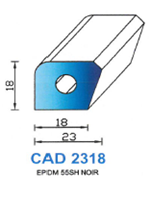 CAD2318N Profil EPDM <br /> 55 Shore <br /> Noir<br />