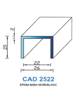 CAD2522B Profil EPDM <br /> 60 Shore <br /> Blanc<br />