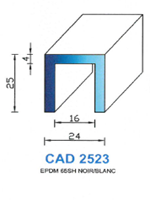 CAD2523N Profil EPDM 
 65 Shore 
 Noir