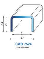 CAD2524N Profil EPDM <br /> 65 Shore <br /> Noir<br />