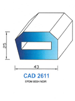 CAD2611N Profil EPDM <br /> 65 Shore <br /> Noir<br />