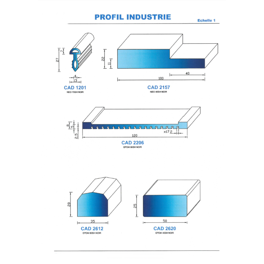 CAD2612N Profil EPDM 
 60  Shore 
 Noir