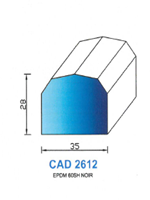 CAD2612N Profil EPDM <br /> 60  Shore <br /> Noir<br />