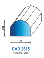 CAD2615N Profil EPDM 
 50 Shore 
 Noir