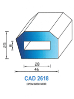 CAD2618N Profil EPDM <br /> 60 Shore <br /> Noir<br />