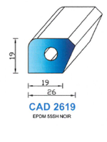 CAD2619N Profil EPDM <br /> 55 Shore <br /> Noir<br />