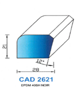 CAD2621N Profil EPDM <br /> 40 Shore <br /> Noir<br />