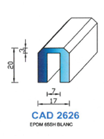 CAD2626B Profil EPDM <br /> 65 Shore <br /> Blanc<br />