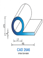 CAD2646N Profil EPDM <br /> 75 Shore <br /> Noir<br />