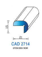 CAD2714N Profil EPDM <br /> 65 Shore <br /> Noir<br />