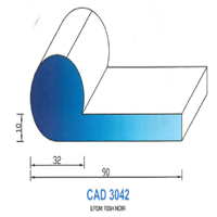 CAD3042N Profil EPDM 
 70 Shore 
 Noir