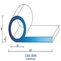 CAD3044N Profil EPDM <br /> 65 Shore <br /> Noir<br />