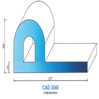 CAD3046N Profil EPDM <br /> 65 Shore <br /> Noir<br />