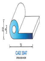 CAD3047N Profil EPDM <br /> 60 Shore <br /> Noir<br />