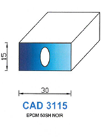 CAD3115N Profil EPDM <br /> 50 Shore <br /> Noir<br />