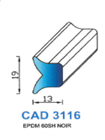 CAD3116N Profil EPDM <br /> 60 Shore <br /> Noir<br />