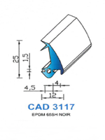 CAD3117N Profil EPDM 
 65 Shore 
 Noir