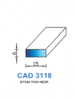 CAD3118N Profil EPDM <br /> 70 Shore <br /> Noir<br />