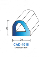 CAD4018N Profil EPDM <br /> 60 Shore <br /> Noir<br />