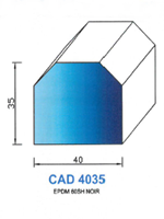 CAD4035N Profil EPDM <br /> 60  Shore <br /> Noir<br />