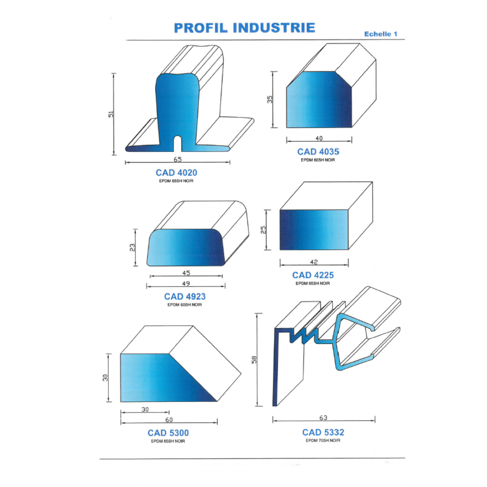 CAD4225N Profil EPDM 
 65 Shore 
 Noir