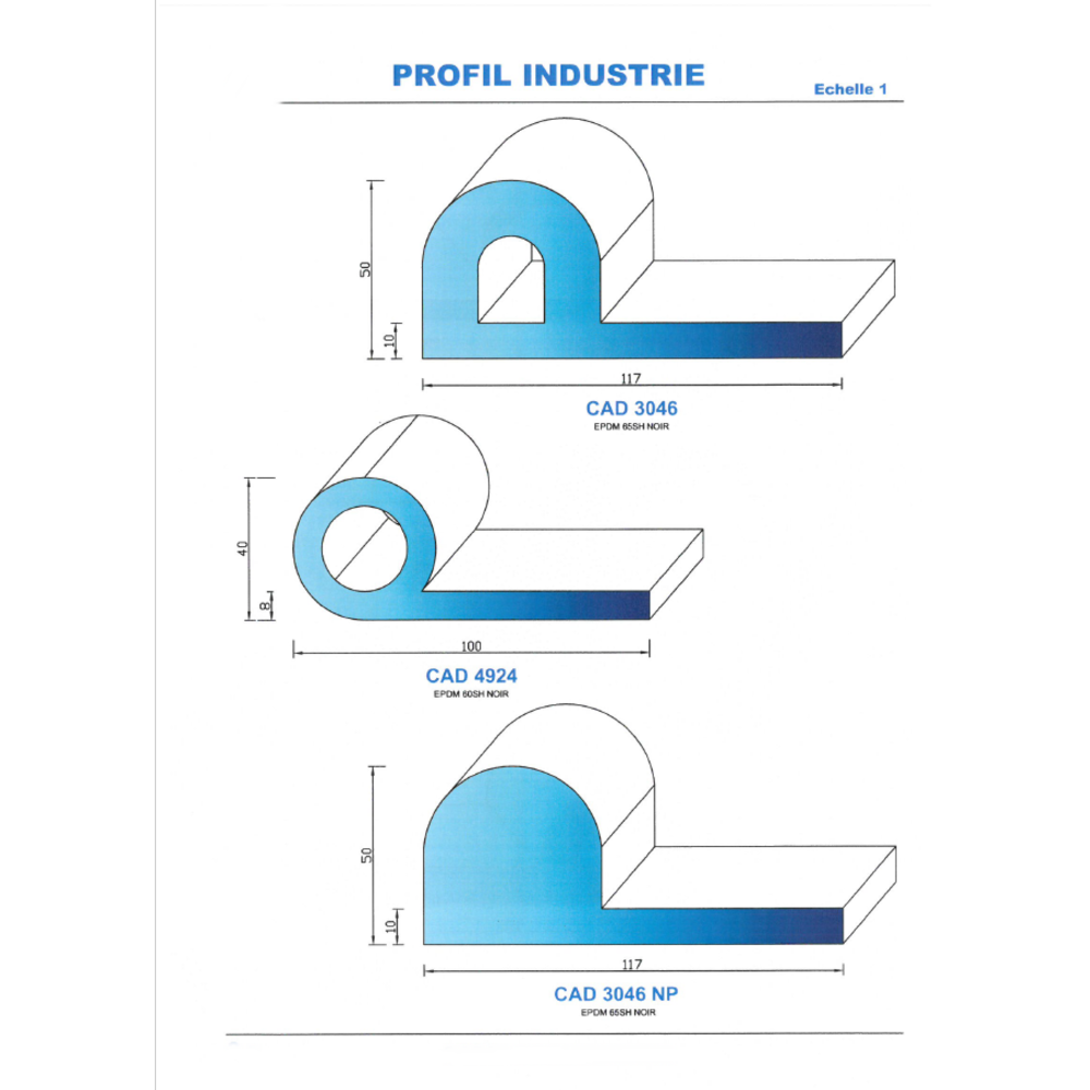 CAD4924N Profil EPDM 
 60  Shore 
 Noir