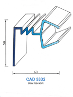 CAD5332N Profil EPDM <br /> 70 Shore <br /> Noir<br />