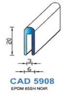 CAD5908N Profil EPDM 
 65 Shore 
 Noir