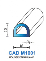 CADM1001B Profil Mousse EPDM <br /> Blanc<br />