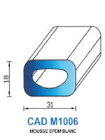 CADM1006B Profil Mousse EPDM <br /> Blanc<br />