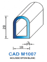 CADM1007B Profil Mousse EPDM <br /> Blanc<br />